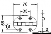 Osculati 38.451.01 - Петли овальные, с выступающей осью 78x56 мм, 2 мм 