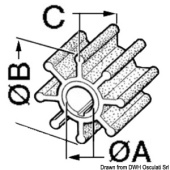 Osculati 52.400.04 - Крыльчатка охлаждения моторов YAMAHA/MARINER 25/30 HP CEF 326 69.5 x 12.72 мм посадка шпонка