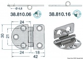 Osculati 38.810.16 - Петли 2 мм из нержавеющей стали, 42x30 мм 