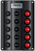 Osculati 14.104.07 - Электрический щиток Wave Design с клавишными выключателями со светодиодной индикацией 5 + 12 V Вольтметр 