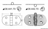 Osculati 38.441.70- S - Шарнир стандартный штифт 68x39 мм (Блистер 2 шт.) 
