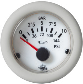 Индикатор давления масла GUARDIAN 0-10 бар, белый циферблат, белая оправа
