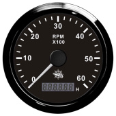 Osculati 27.325.03 - Электронный указатель оборотов универсального типа со счетчиком моточасов 0-6000 RPM, 12/24В, Черный-черный 