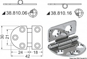 Osculati 38.814.03- S - Шарнир стандартный штифт 80x50 мм (Блистер 2 шт.) 