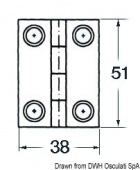 Osculati 38.821.01 - Петли 1,7 мм из нержавеющей стали, 51x38 мм, с 4 втулками 