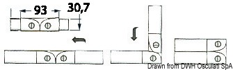 Osculati 41.320.35 - Система для открытия/закрытия релингов - петля, для труб 35x2 мм 