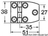 Osculati 38.821.05 - Петли 1,7 мм из нержавеющей стали 51x38 мм, 6 втулок, трапеция 