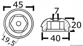 Анод запасной кормовых/носовых подруливающих устройств Side-Power (Sleipner) - SP55S/75T/95T