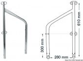Osculati 41.176.01 - Двойная леерная стойка для внешних оснований, Ø 25x1,5x610 мм 