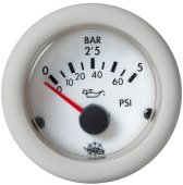 Osculati 27.530.01 - Индикатор давления масла GUARDIAN, 0-5 bar, 24В, Белый-белый 