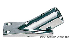 Osculati 41.113.00 - Крепление к рулевой стойке из нержавеющей стали с прямоугольным основанием 30°, для труб 22 мм 