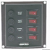 Osculati 14.103.34 - Щиток из полиамида с клавишными выключателями с подсветкой 4 выключателей 