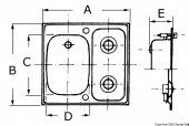 Osculati 50.101.74DX - Комбинированная газовая плита SMEV C 490 x 460 с мойкой справа 240 x 340 мм 