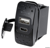 Osculati 14.195.62 - Гнездо питания с выходами USB + micro 