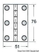 Osculati 38.821.03 - Петли 1,7 мм из нержавеющей стали 76x51 мм, 8 втулок 