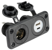 Osculati 14.516.06 - Гнездо прикуривателя + USB-A + USB-C черное