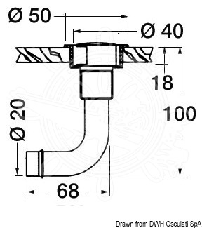 Osculati 20.285.01 - Невыступающая вентиляционная головка для топливного бака из хромированной латуни Правая 90° Ø16 мм 