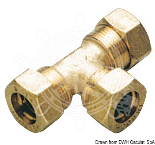 Osculati 17.410.02 - Фитинг латунный обжимной для медных труб с уплотнительным кольцом Тройник 10 мм 