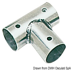 Osculati 41.135.23 - Основание из тонкой нержавеющей стали - T-образное прямое 90°, для труб 25 мм 