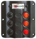 Osculati 14.104.05 - Электрический щиток Wave Design с клавишными выключателями со светодиодной индикацией 3 + 12V Вольтметр 