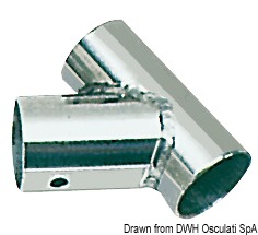 Osculati 41.134.23 - Основание из тонкой нержавеющей стали - T-образное наклонное 60°, для труб 25 мм 