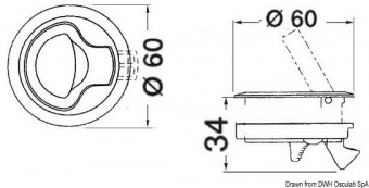 Osculati 38.147.21 - Возвратная ручка для открывания люков пайола на пружине, черная, с замком 