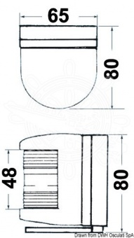 Osculati 11.416.05 - Навигационный огонь Utility 77 с задним основанием, бортовой двухцветный 112,5° + 112,5°, черный корпус 