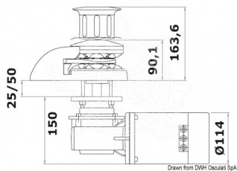 Osculati 02.404.48 - Шпиль ITALWINCH Smart Plus, 1500W, 24V, 10 мм, Высокий 