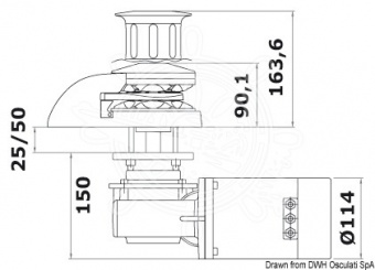 Osculati 02.404.48 - Italwinch Smart Plus лебедка 1500 Вт 24 В - цепь 10 мм, с барабаном