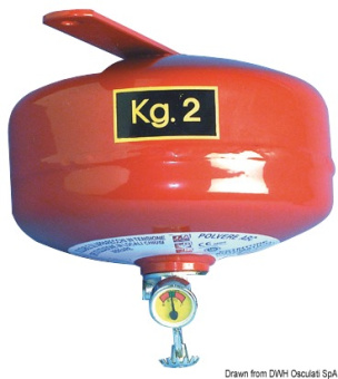 Osculati 31.515.02 - Распылительный порошковый огнетушитель бочкообразный 2 кг.