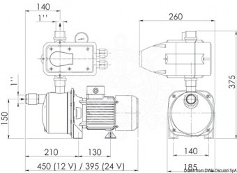 Osculati 16.063.12 - Автоматический насос CEM с расширительным баком для систем водоснабжения 50 л/мин 12V 42Amp B 