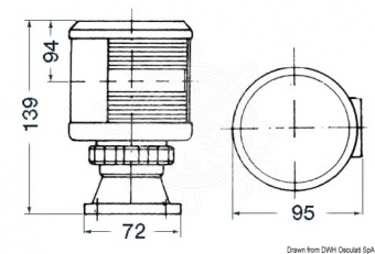 Osculati 11.420.06 - Навигационный огонь DHR для судов длиной до 20 метров с настенным кронштейном желтый 135° 25 Вт 
