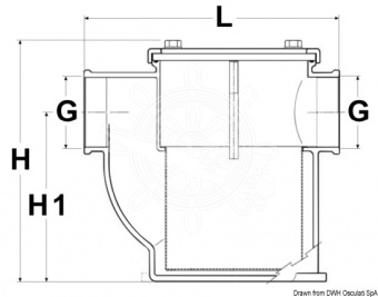 Osculati 17.654.07 - Специальный фильтр для систем водяного охлаждения из никелированной бронзы 2"1/2 