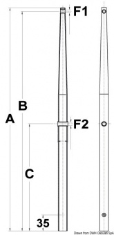 Osculati 41.175.03 - Леерные стойки из нержавеющей стали под основание с отверстием 710 мм, с круглой головкой 