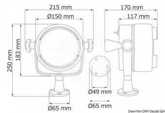 Osculati 13.240.01 - Прожектор галогенный Night Eye 24В 100+100Вт 400м