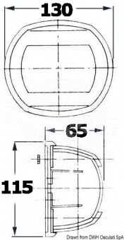 Osculati 11.411.04 - Навигационный огонь Maxi 20 12 В/135° кормовой белый, черный корпус 