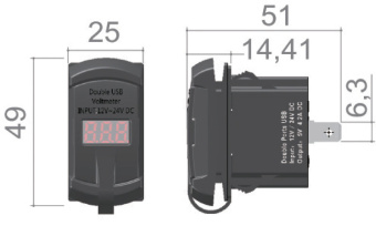 Osculati 14.195.61 - Двойное гнездо USB-A + вольтметр 5-30 В