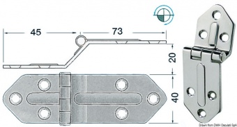 Osculati 38.445.05 - Петли из нержавеющей стали "Chromelux" 2,5 мм, 118x40 мм 