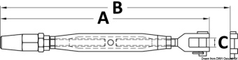Osculati 07.385.10 - Талреп с клиновым креплением для троса 5 мм 