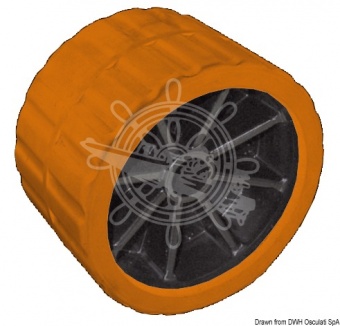 Osculati 02.029.04 - Боковой ролик с сердечником из технического полимера и внешней частью из композита полипропилен/резина 120 мм Ø отверстия 15 мм оранжевый - 