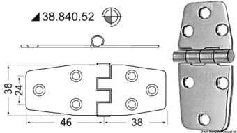 Osculati 38.840.52 - Петли из нержавеющей стали 88x38x2 мм 