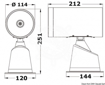 Osculati 13.229.12 - Прожектор Classic из нержавеющей стали с электроприводом 12 В 