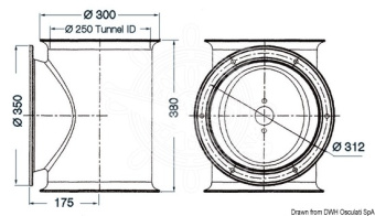 Osculati 02.043.03 - Тоннель LEWMAR для кормового подруливающего устройства Ø 250 мм 