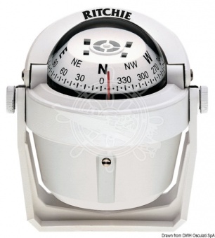 Osculati 25.081.22 - Компас RITCHIE Explorer 2''3/4 (70 мм) с компенсаторами и подсветкой, На кронштейне, Белый-белый 