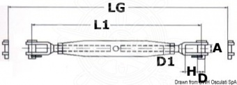 Osculati 07.197.14 - Талреп с двумя неподвижными вилками 14 мм 