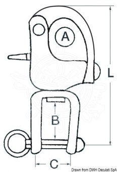 Osculati 09.939.03 - Карабин из нержавеющей стали с вертлюгом для спинакеров, фалов и общего применения 128 мм 