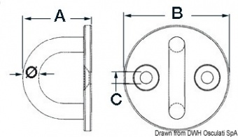 Osculati 39.323.03 - Обушок с круглым основанием, 2 отверстия, 8 мм 