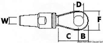Osculati 05.010.12 - Наконечник LEWMAR из нержавеющей стали 316 с обухом - 12 мм 