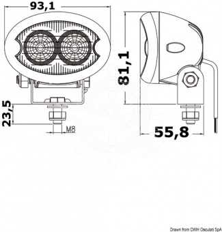 Osculati 13.311.00 - Ориентируемый прожектор для навигационной дуги со светодиодами HD 2x3 Вт 40 Вт 12/24 В (1 компл. по 1 шт.)