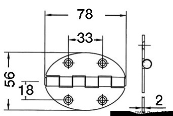 Osculati 38.451.01 - Петля универсальная из полированной нержавеющей стали 56 x 78 x 2 мм 270° (2 шт)
